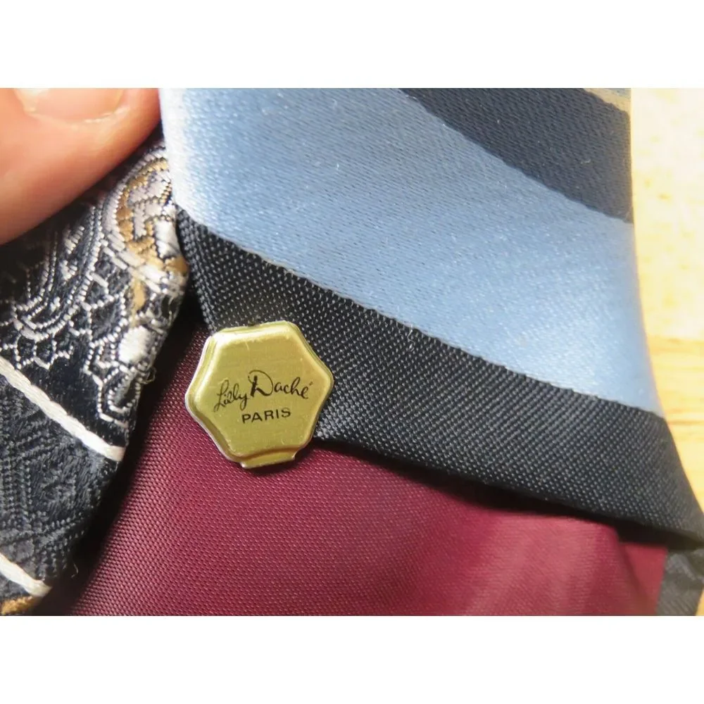 Lily Dache Silk Neck Tie‎ Paisley Striped Multicolor Geometric Silk Necktie Mens
